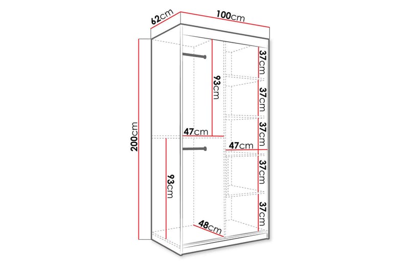 Marmuria Garderobe 100 cm Marmormønster - Sort - Opbevaring - Tøjopbevaring - Garderobeskabe