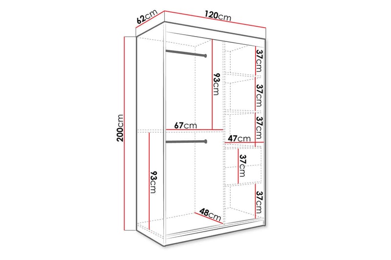 Marmuria Garderobe 120 cm Marmormønster - Hvid/Guld - Opbevaring - Tøjopbevaring - Garderobeskabe