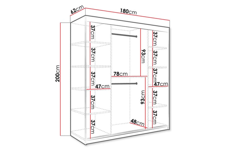 Marmuria Garderobe 180 cm Marmormønster - Hvid/Guld - Opbevaring - Tøjopbevaring - Garderobeskabe