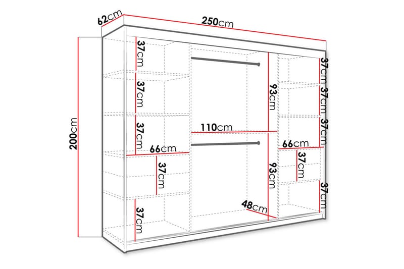 Marmuria Garderobe 250 cm Marmormønster - Hvid/Guld - Opbevaring - Tøjopbevaring - Garderobeskabe