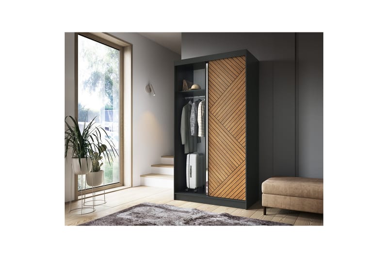 Marrphy Garderobe med Spejl 120x220 cm - Brun - Opbevaring - Tøjopbevaring - Garderobeskabe