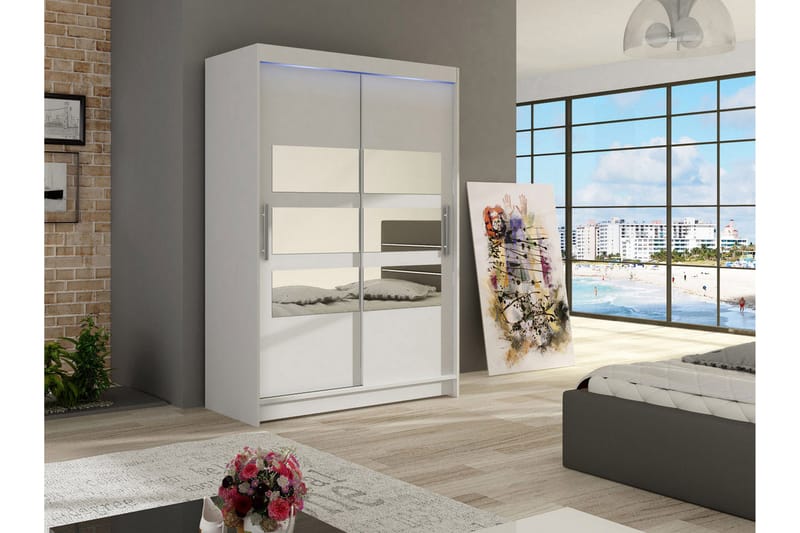 Miami garderobe 120x58x200 cm - Hvid - Opbevaring - Tøjopbevaring - Garderobeskabe