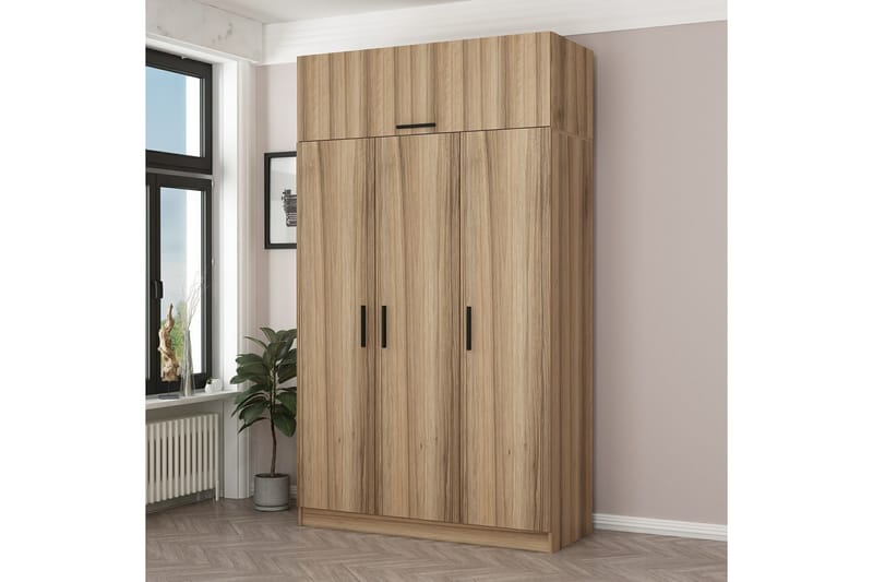 Minar Garderobe 135 cm - Brun - Opbevaring - Tøjopbevaring - Garderobeskabe