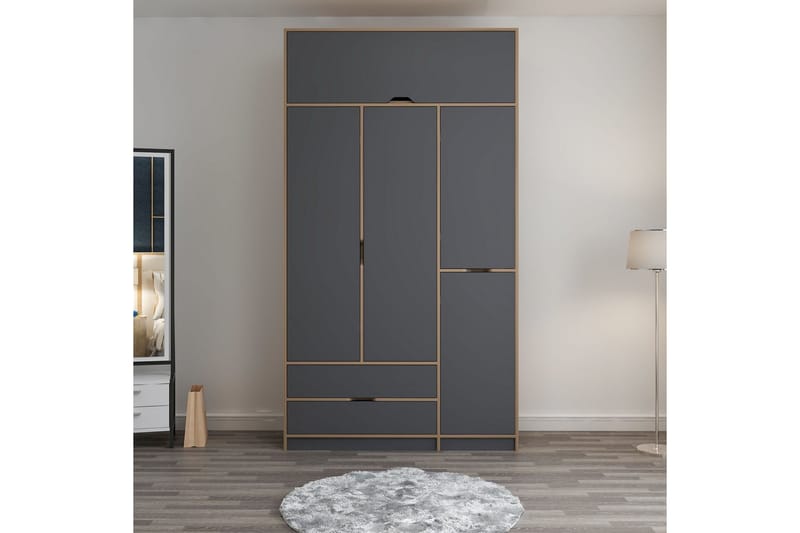 Munna Garderobe 140x253 cm - Antracit - Opbevaring - Tøjopbevaring - Garderobeskabe