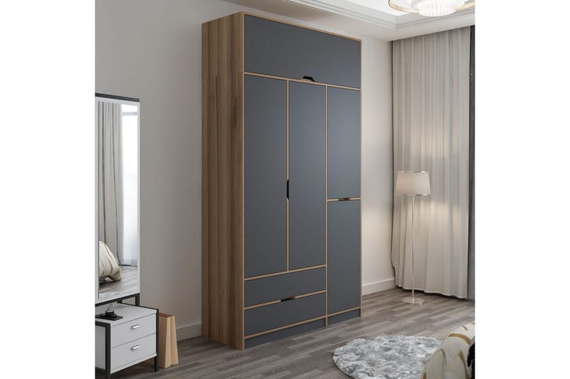 Munna Garderobe 140x253 cm - Antracit - Opbevaring - Tøjopbevaring - Garderobeskabe