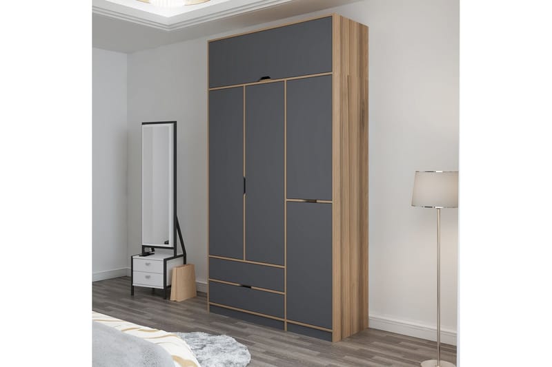 Munna Garderobe 140x253 cm - Antracit - Opbevaring - Tøjopbevaring - Garderobeskabe