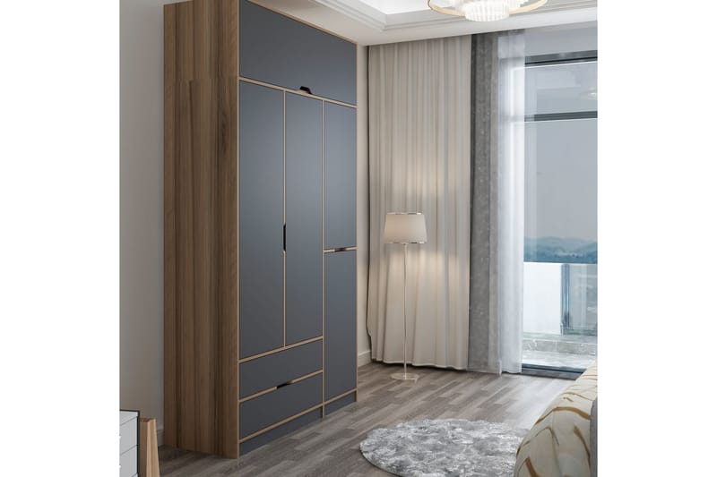 Munna Garderobe 140x253 cm - Antracit - Opbevaring - Tøjopbevaring - Garderobeskabe