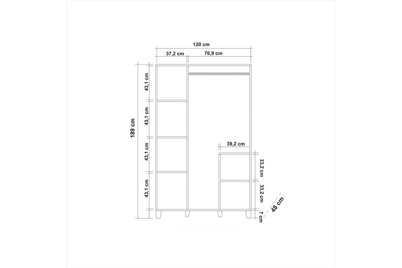 Nancey Garderobe 189 cm - Hvid - Opbevaring - Tøjopbevaring - Garderobeskabe