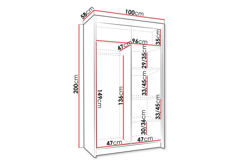 Narbonne Garderobe 100x200 cm - Beige - Opbevaring - Tøjopbevaring - Garderobeskabe