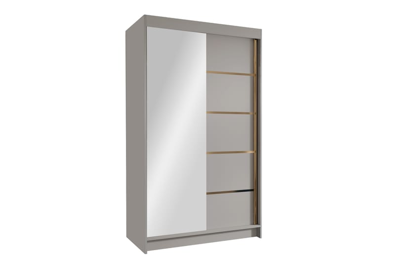 Narbonne Garderobe med Speil 100x200 cm - Beige - Opbevaring - Tøjopbevaring - Garderobeskabe