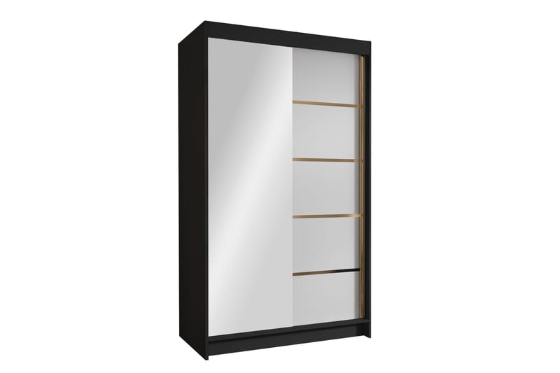 Narbonne Garderobe med Spejl 100x200 cm - Hvid/Sort - Opbevaring - Tøjopbevaring - Garderobeskabe