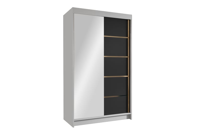 Narbonne Garderobe med Spejl 100x200 cm - Sort/Hvid - Opbevaring - Tøjopbevaring - Garderobeskabe