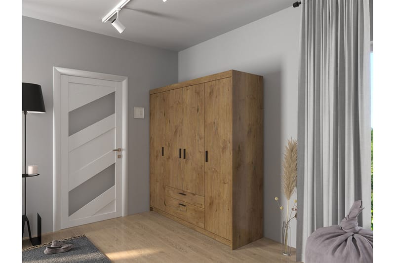 Norrbyn Garderobe 53x190x176,3 cm - Natur - Opbevaring - Tøjopbevaring - Garderobeskabe