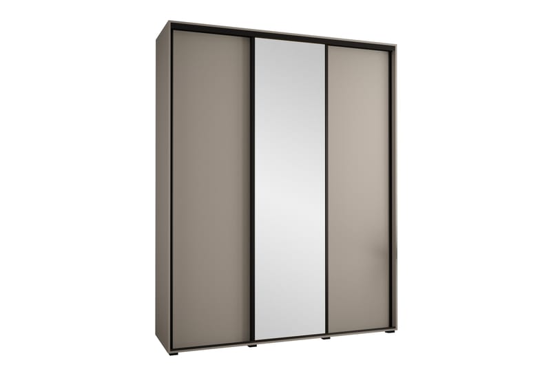 Norrebon Garderobe med Spejl 200x235 cm - Beige - Opbevaring - Tøjopbevaring - Garderobeskabe