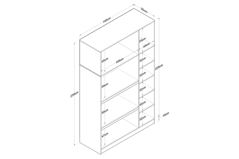 Ostin Garderobe 6 Skab 55x145 cm - Hvid - Garderobeskabe - Garderobe børn - Garderobeskab & klædeskab