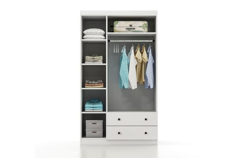 Parvinder Garderobe med Spejl 105x182 cm - Hvid - Opbevaring - Tøjopbevaring - Garderobeskabe