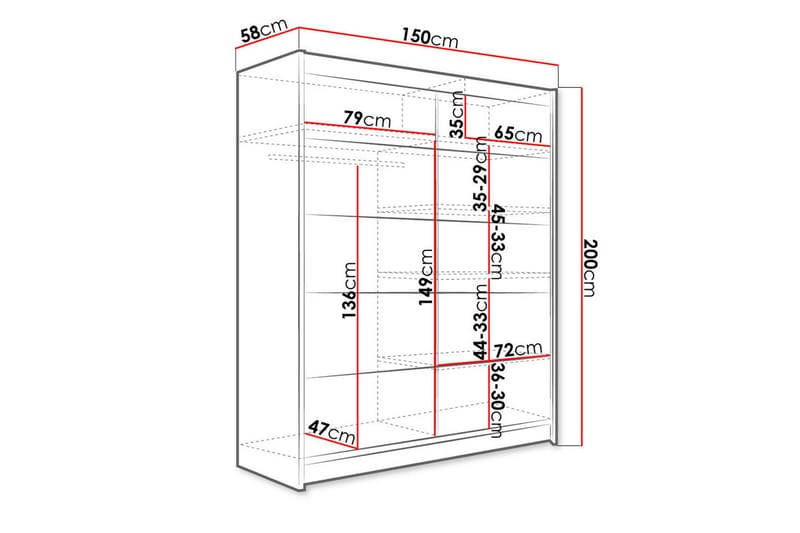 Pickering Garderobe 150x200 cm - Brun/Hvid - Opbevaring - Tøjopbevaring - Garderobeskabe