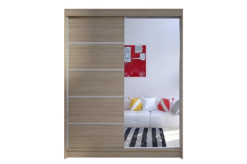 Pickering Garderobe med Speil 150x200 cm - Beige - Opbevaring - Tøjopbevaring - Garderobeskabe