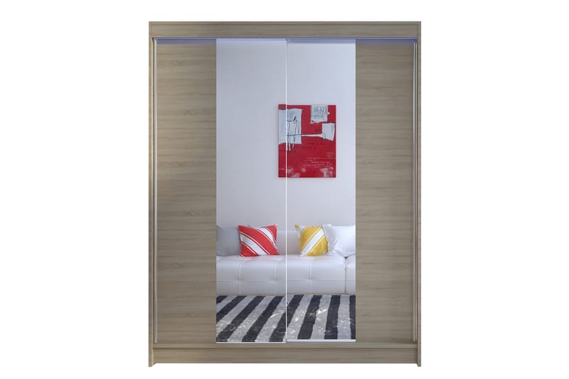 Pickering Garderobe med Speil 150x200 cm - Beige - Opbevaring - Tøjopbevaring - Garderobeskabe