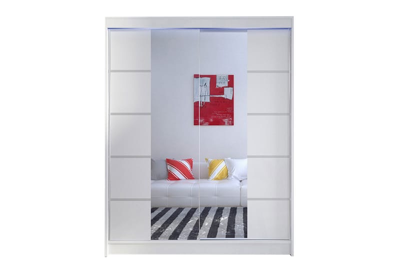 Pickering Garderobe med Spejl 150x200 cm - Hvid - Opbevaring - Tøjopbevaring - Garderobeskabe