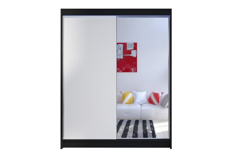 Pickering Garderobe med Spejl 150x200 cm - Hvid/Sort - Opbevaring - Tøjopbevaring - Garderobeskabe