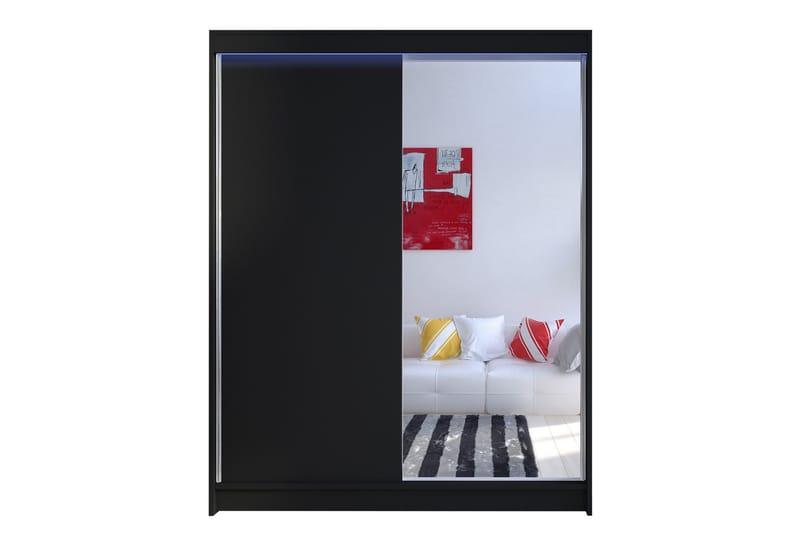 Pickering Garderobe med Spejl 150x200 cm - Sort - Opbevaring - Tøjopbevaring - Garderobeskabe