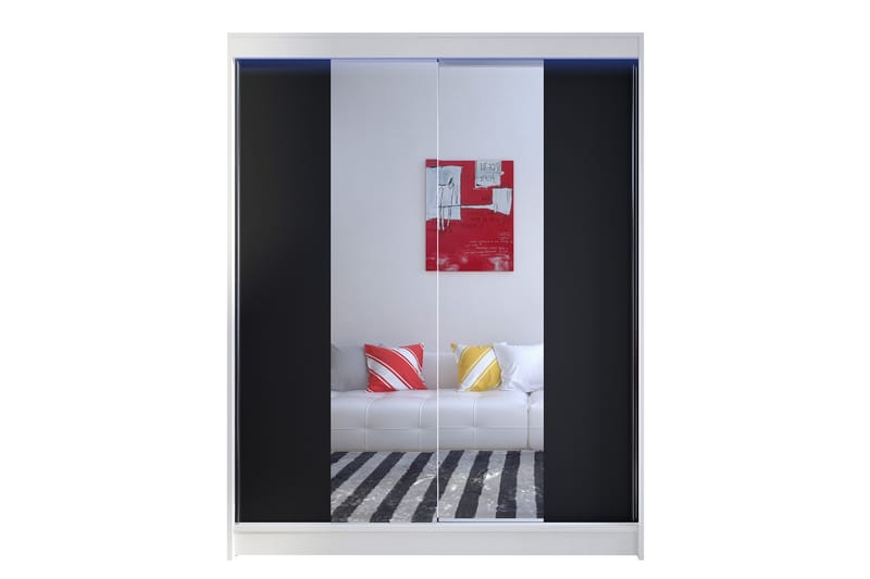 Pickering Garderobe med Spejl 150x200 cm - Sort/Hvid - Opbevaring - Tøjopbevaring - Garderobeskabe