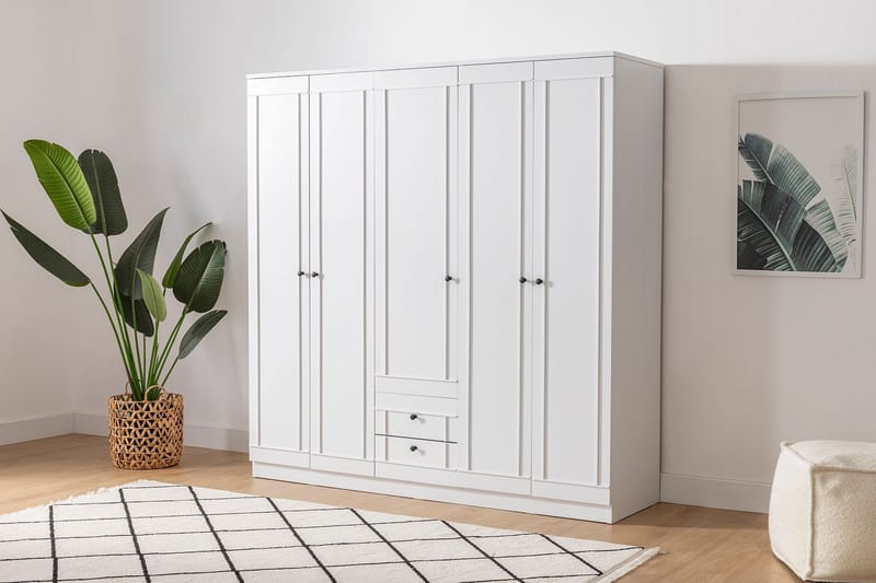 Plasanta Garderobe 175x178 cm - Hvid - Opbevaring - Tøjopbevaring - Garderobeskabe