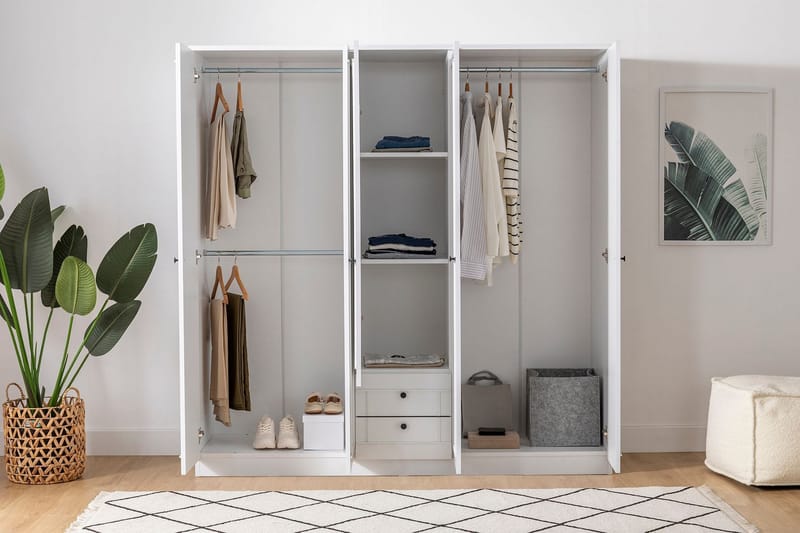 Plasanta Garderobe 175x178 cm - Hvid - Opbevaring - Tøjopbevaring - Garderobeskabe