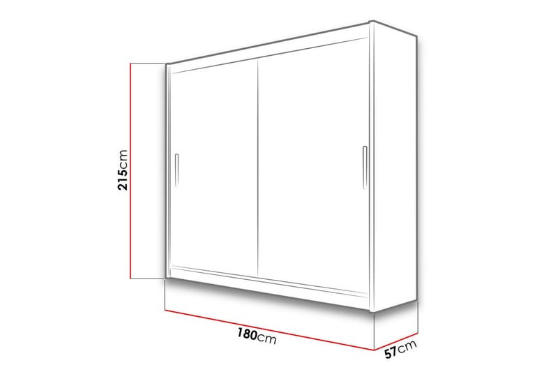 Prag Garderobe 180x215 cm - Hvid - Opbevaring - Tøjopbevaring - Garderobeskabe