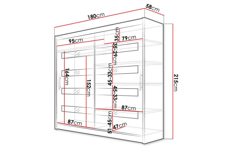 Prag Garderobe 180x215 cm - Hvid - Opbevaring - Tøjopbevaring - Garderobeskabe