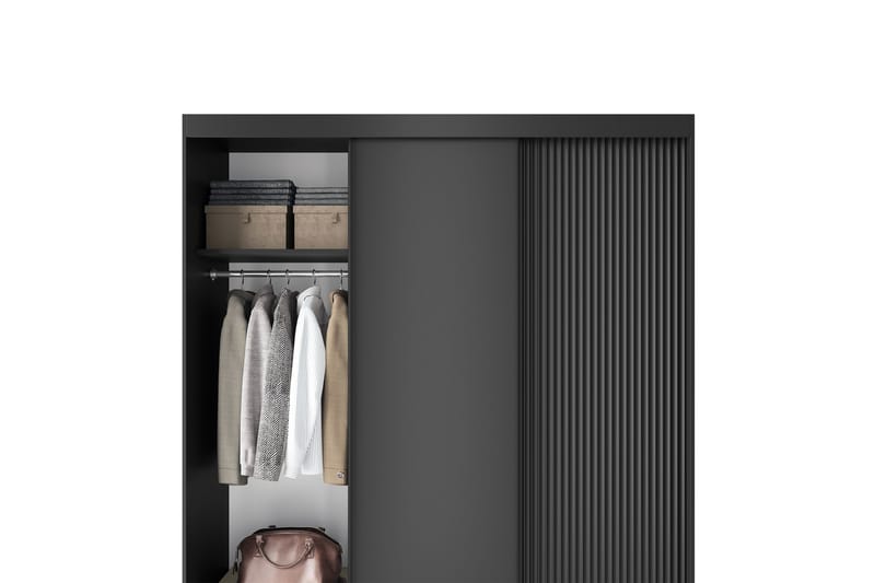 Prescco Garderobe 120x220 cm - Sort - Opbevaring - Tøjopbevaring - Garderobeskabe