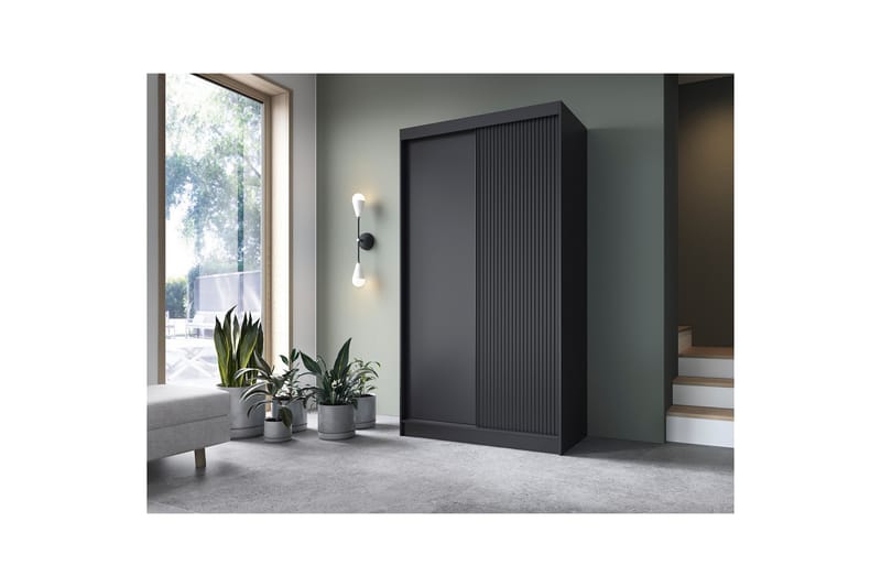 Prescco Garderobe 120x220 cm - Sort - Opbevaring - Tøjopbevaring - Garderobeskabe