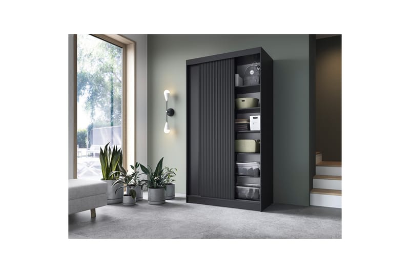 Prescco Garderobe 120x220 cm - Sort - Opbevaring - Tøjopbevaring - Garderobeskabe