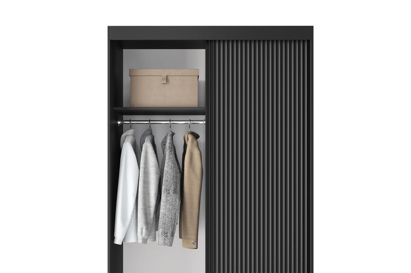 Prescco Garderobe 120x220 cm - Sort - Opbevaring - Tøjopbevaring - Garderobeskabe