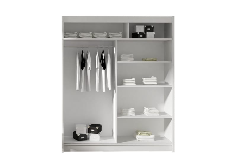 Presto Garderobe 58x150 cm LED-belysning - Hvid/Sort - Opbevaring - Tøjopbevaring - Garderobeskabe