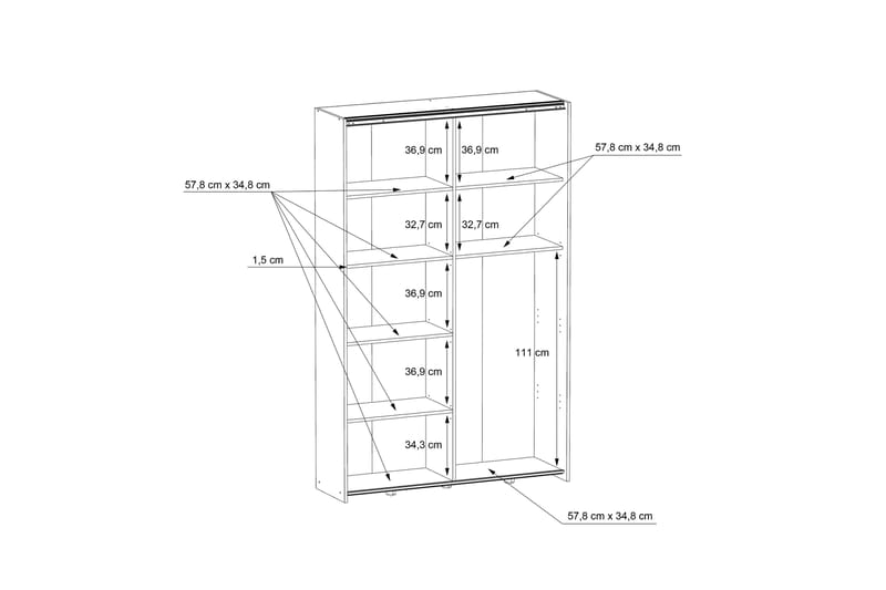 Shipts Garderobe 42x120 cm - Natur/Mørkegrå - Opbevaring - Tøjopbevaring - Garderobeskabe