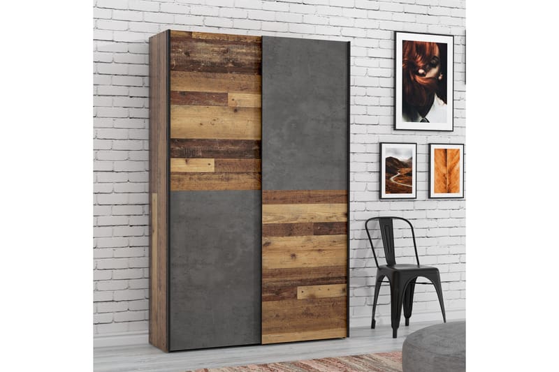 Shipts Garderobe 42x120 cm - Natur/Mørkegrå - Opbevaring - Tøjopbevaring - Garderobeskabe