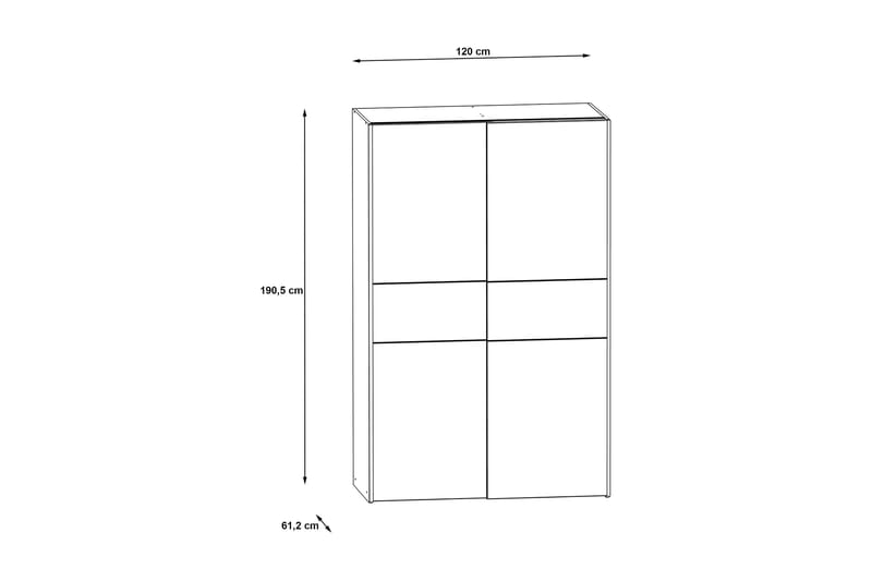 Shipts Garderobe 62x120 cm - Hvid/Brun - Opbevaring - Tøjopbevaring - Garderobeskabe