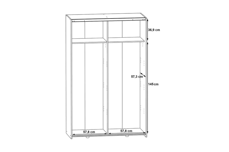 Shipts Garderobe 62x120 cm - Hvid/Brun - Opbevaring - Tøjopbevaring - Garderobeskabe