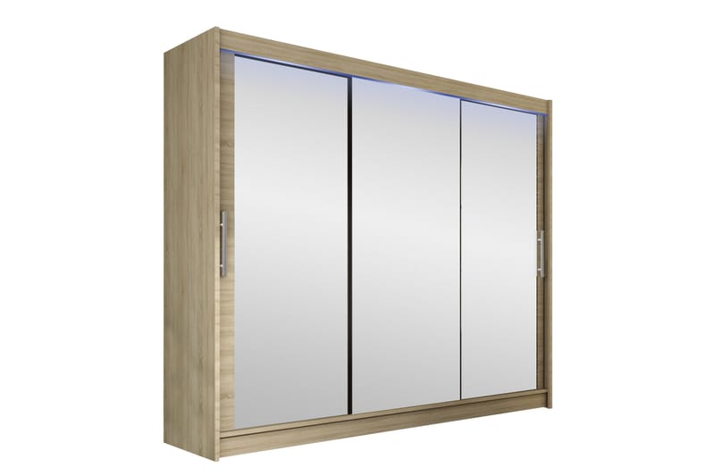 Sia Garderobe med Spejl 250x215 cm - Beige - Opbevaring - Tøjopbevaring - Garderobeskabe