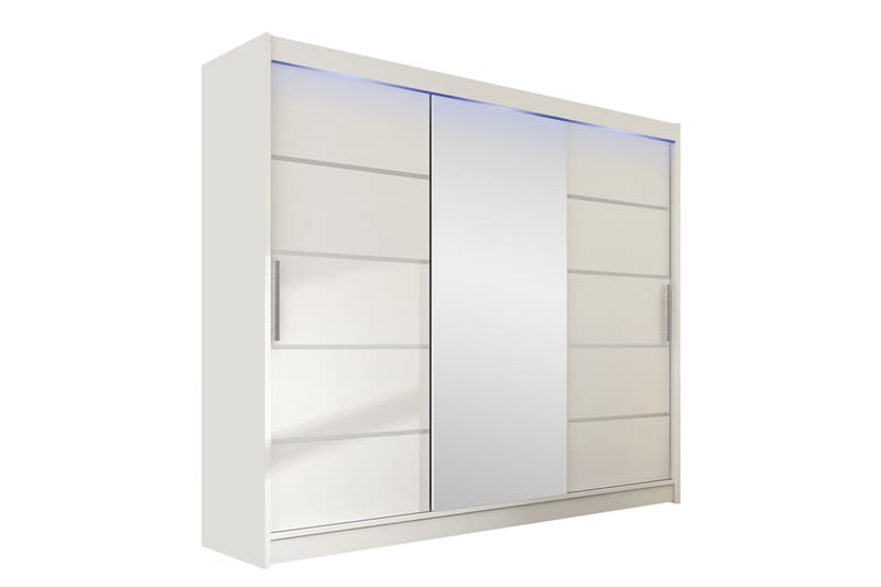 Sia Garderobe med Spejl 250x215 cm - Hvid - Opbevaring - Tøjopbevaring - Garderobeskabe