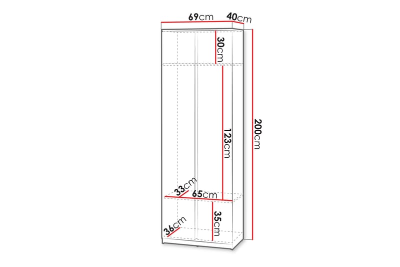 Simply Garderob 69 cm - Hvid - Opbevaring - Tøjopbevaring - Garderobeskabe