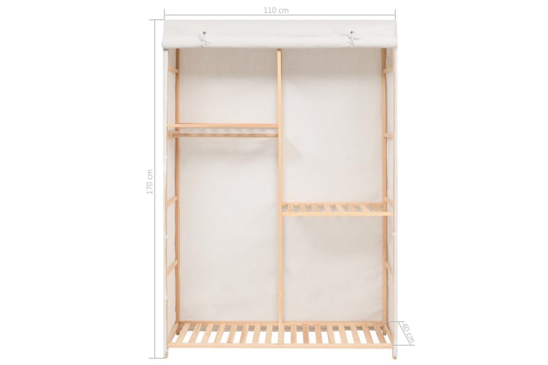 Tøjgarderobe I 3 Niveauer 110 X 40 X 170 Cm - Hvid - Opbevaring - Tøjopbevaring - Garderobeskabe