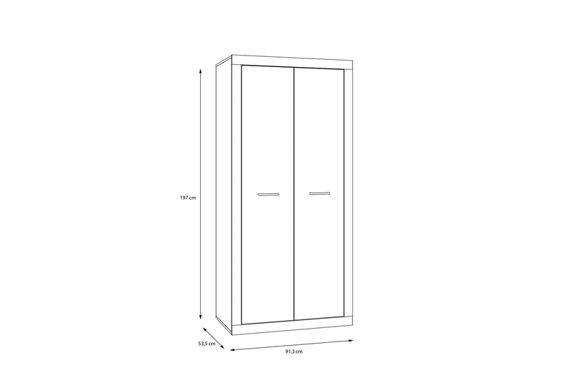 Tolovgrad Garderobe 54x92 cm - Grå/Hvid - Opbevaring - Tøjopbevaring - Garderobeskabe