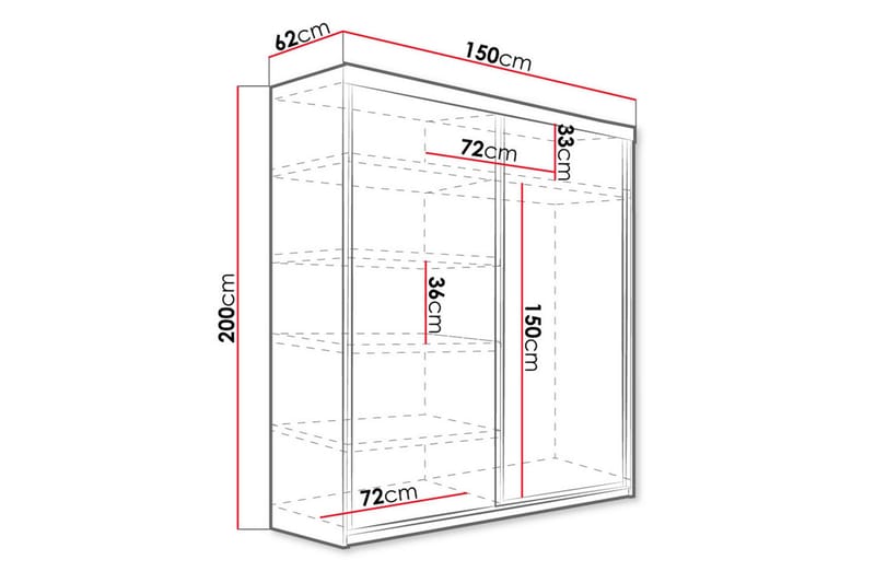 Top Garderobe 62x150 cm - Opbevaring - Tøjopbevaring - Garderobeskabe