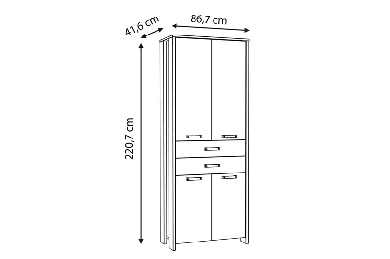 Torelles Garderobe 87x221 cm - Brun / grå - Opbevaring - Tøjopbevaring - Garderobeskabe