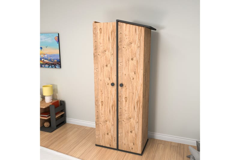 Valerin Garderobe 72x179,8 cm - Brun/Antracit - Opbevaring - Tøjopbevaring - Garderobeskabe