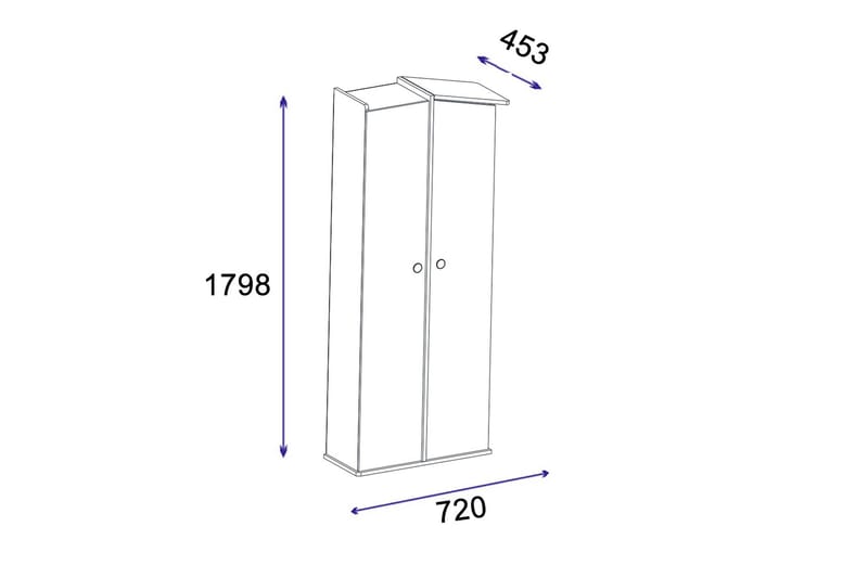 Valerin Garderobe 72x179,8 cm - Brun/Antracit - Opbevaring - Tøjopbevaring - Garderobeskabe