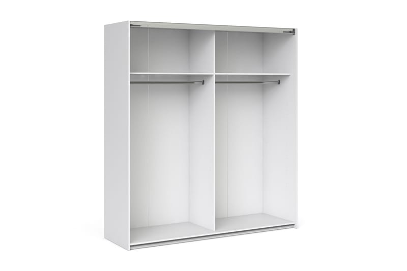 Verona Garderobe 182 cm 2 Spejllåger 2 Hylder 2 Stænger - Hvid - Opbevaring - Tøjopbevaring - Garderobeskabe